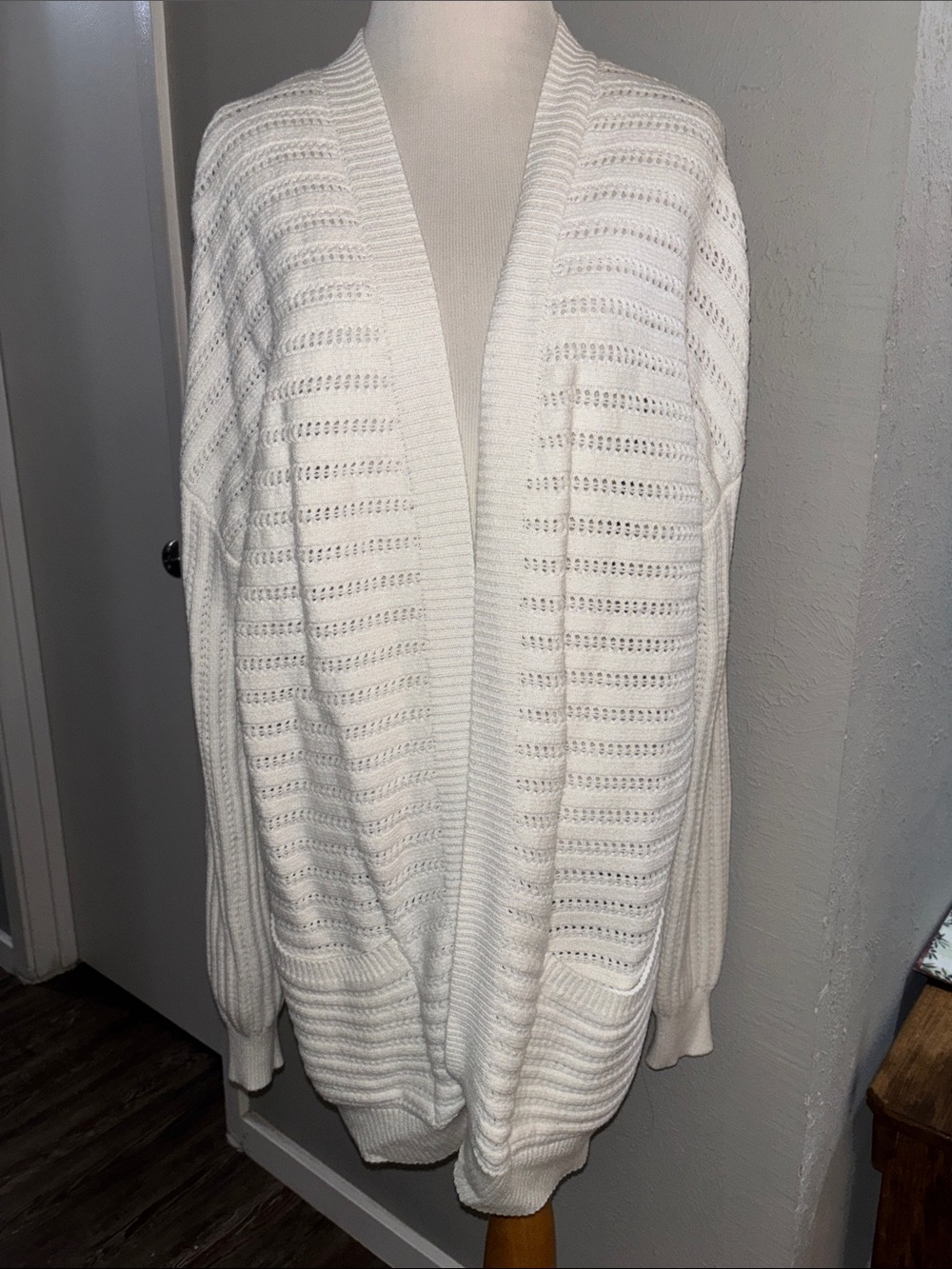 White Open-Front Women's Sweater Cardigan